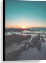 Canvas  - Zee met Zonsondergang - 40x60cm Foto op Canvas Schilderij (Wanddecoratie op Canvas)