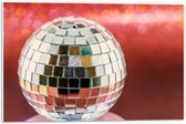 Forex - Kleine Discobal op Rode Achtergrond  - 60x40cm Foto op Forex