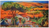 Schilderij Stad in de heuvels (print op canvas), 4 maten, oranje, Premium print