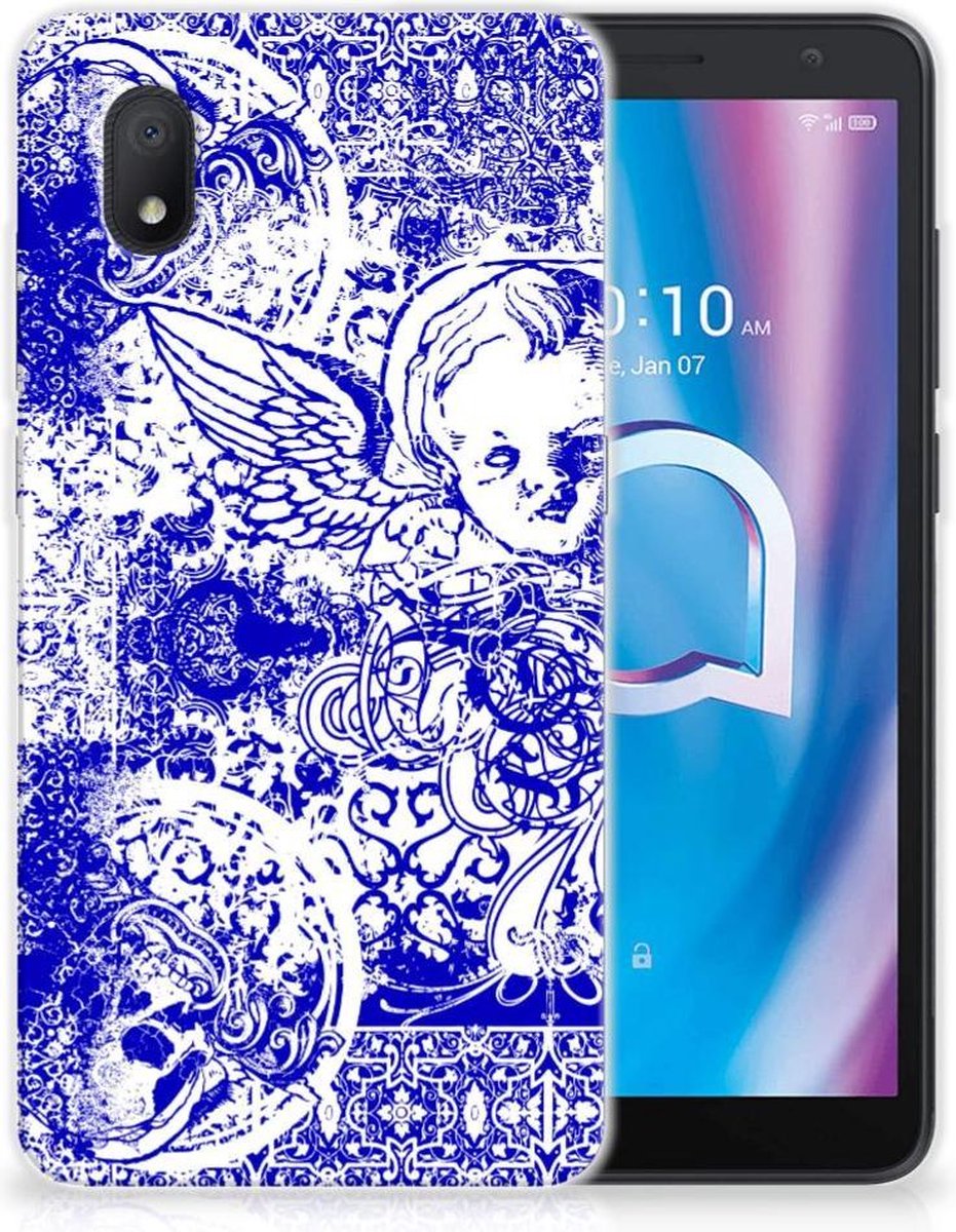 Silicone Back Case Alcatel 1B (2020) Angel Skull Blauw