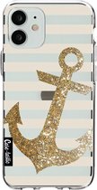 Casetastic Apple iPhone 12 Mini Hoesje - Softcover Hoesje met Design - Glitter Anchor Gold Print