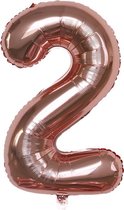 Folie Ballonnen XL Cijfer 2 , Rose Goud, 86cm, Verjaardag, Feest, Party, Decoratie, Versiering, Miracle Shop