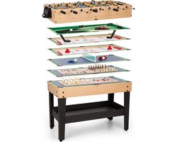 OneConcept Game-Star - Speeltafel, Multifunctionele tafel, Biljarttafel, In hoogte verstelbare tafelpoten, Afmetingen: ca. 105 x 71 x 58 cm (BxHxD), Tafelvoetbal incl. 37 verschillende spellen, zwart