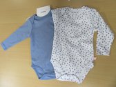 2pack bodyset , Noukie's , lange mouw, blauw , wit stip blauw 6maand  68