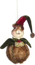 Viv! Home Luxuries Kerstornament - Eekhoorn met kerstmuts - bruin groen - extra groot: 24cm