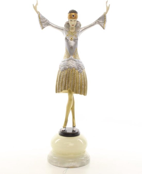 Sculpture - Turban Dancer Witte Dress - Sculpture en bronze - 46,4 cm de haut