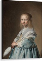Canvas  - Oude meesters - Meisje in het blauw, Johannes Cornelisz. Verspronck - 80x120cm Foto op Canvas Schilderij (Wanddecoratie op Canvas)