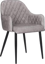 Nancy's Klickitat Eetkamerstoel - Moderne en Elegante Vrijetijdsstoel - Eetkamerstoelen - Metalen Poten - Grijs - 61 x 55 x 77 cm (L x B x H)