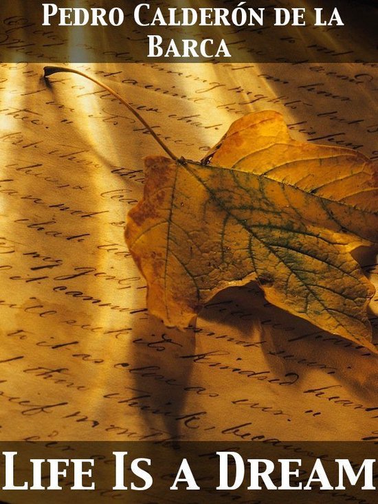Gouden herfstblad op een perkament met handschrift, met de titel 'Life Is a Dream' in witte letters.