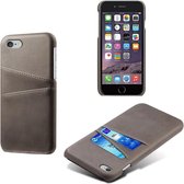 Card Case voor Apple iPhone 8 | iPhone 7 | iPhone SE 2020| PU Leren Back Cover | Luxe Telefoonhoesje | Pasjeshouder | Grijs