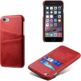 Card Case voor Apple iPhone 8 | iPhone 7 | iPhone SE 2020| PU Leren Back Cover | Luxe Telefoonhoesje | Pasjeshouder | Rood