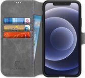 DG Ming Apple iPhone 12 / 12 Pro Hoesje Retro Wallet Book Case Grijs