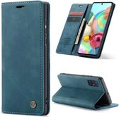 Luxe PU leren Bookcase voor Samsung Galaxy A51 | Hoogwaardig Leren Hoesje | Lederen Wallet Case | Kaarthouder | Portemonnee | Blauw
