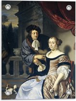 Tuinposter – Oude meesters - Een heer en een dame, Frans van Mieris (I), 1678 - 30x40cm Foto op Tuinposter  (wanddecoratie voor buiten en binnen)