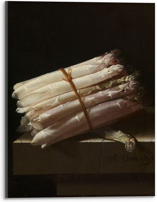 Acrylglas - Oude meesters - Stilleven met asperges, Adriaen Coorte, 1697 - 30x40cm Foto op Acrylglas (Wanddecoratie op Acrylglas)