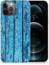 Backcase Siliconen Hoesje iPhone 12 Pro Max Telefoonhoesje Wood Blue