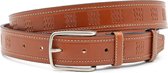 JV Belts Echt leren riem cognac - heren en dames riem - 3.5 cm breed - Cognac - Echt Leer - Taille: 105cm - Totale lengte riem: 120cm