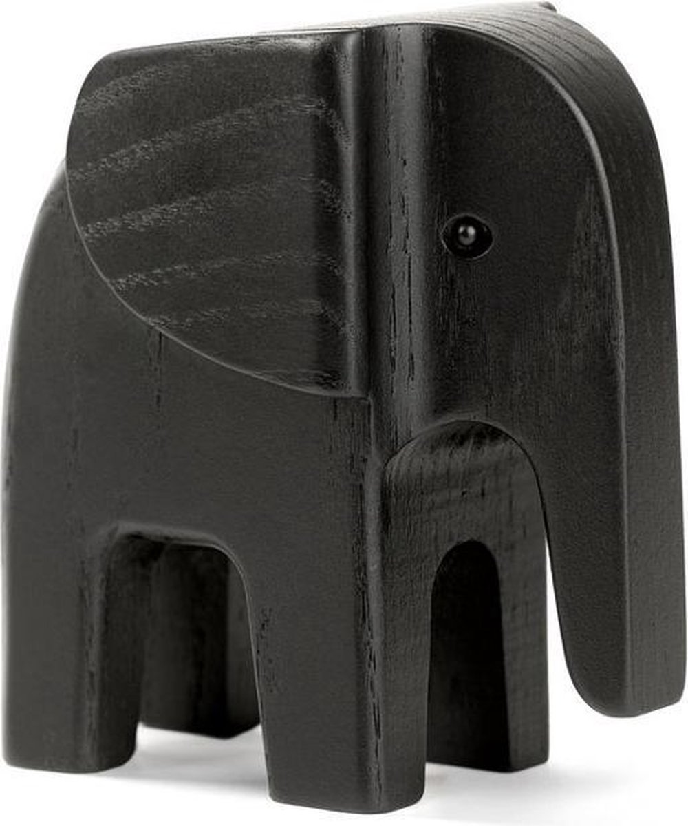 Houten decoratie - olifant zwart klein