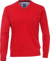 Redmond heren trui katoen - V-hals - rood -  Maat XL