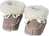 baby slofjes -zacht leder-en -schapenvacht- Taupe maat S