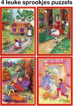 Vier leuke sprookjes puzzels met ieder 36 puzzel stukjes