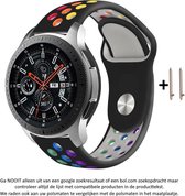 Siliconen Smartwatch Bandje - 20 mm - Zwart - Regenboog Gekleurde Gaatjes