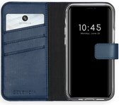 iPhone 12 Mini Hoesje met Pasjeshouder - Selencia Echt Lederen Booktype - Blauw