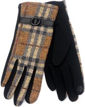 Dielay - Handschoenen met Schotse Ruit - Dames - One Size - Touchscreen Tip - Bruin