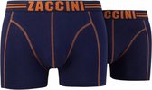 Zaccini Heren boxershort 2-pak uni Navy/Orange  - XXL  - Blauw