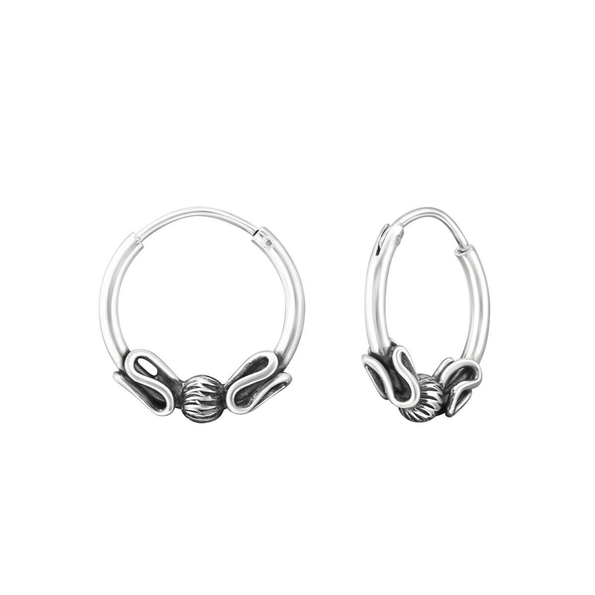 Zilveren Bali oorringen 12mm | Bali ear hoops | oorbellen dames | Sterling 925 Silver (Echt zilver) | sieraden vrouw