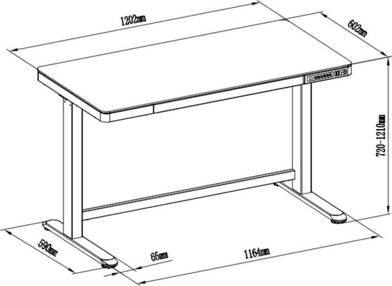 Euroseats assis-debout réglable électriquement - travail à domicile - 120x60 cm - Glas noir