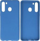 Bestcases Color Telefoonhoesje - Backcover Hoesje - Siliconen Case Back Cover voor Samsung Galaxy A21 - Navy