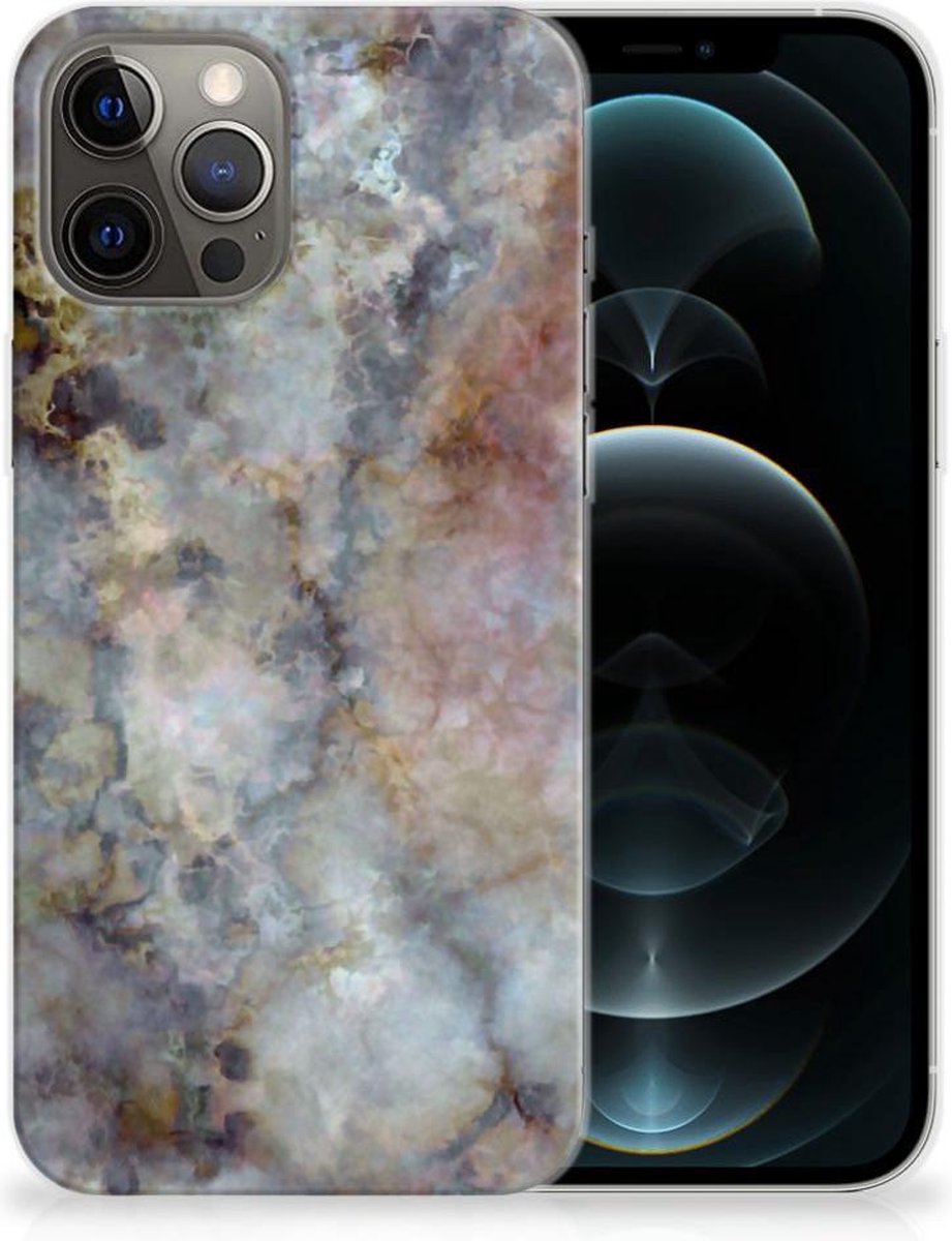 iPhone 12 Pro Max TPU Siliconen Hoesje Marmer Grijs