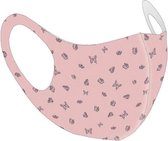 Mondkapje roze met vlinders - vlinderprint  - perfecte pasvorm - uitwasbaar - mondmasker