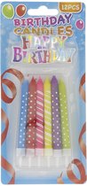 Verjaardagskaarsjes 12 x |  Happy Birthday Candles | Happy Birthday Taart| Taart Kaarsjes jongen | Blauwe Kaarsjes  - 12 Stuks Blauw Wit