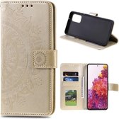 Bloemen Book Case - Samsung Galaxy S20 FE Hoesje - Goud