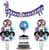 FORTNITE thema feestdecoratie ballon alpaca verjaardagstaart kaarten set