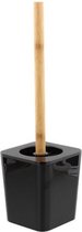 Bamboe Toiletborstel ARTHUR - Zwart / Bruin - Kunststof / Bamboe - 9 x 9 x 40 cm - WC borstel in houder