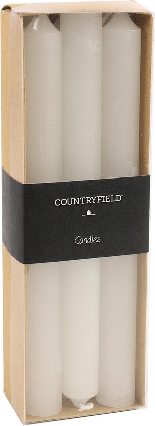 Set de 6 bougies Countryfield 20cm | Blanc