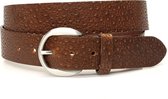 Dames riem cognac 4 cm breed - Cognac - Casual - Echt Leer - Taille: 85cm - Totale lengte riem: 100cm