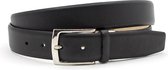 Mooie donkerblauwe heren riem gebolleerd 3.5 cm breed - Zwart - Casual - Echt Leer - Taille: 100cm - Totale lengte riem: 115cm
