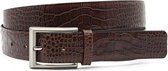 Nette heren riem bruin croco 3.5 cm breed - Bruin - Casual - Echt Leer - Taille: 100cm - Totale lengte riem: 115cm