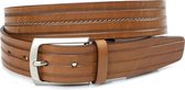 Gilmart Sportieve donker cognac heren riem - heren riem - 4 cm breed - Cognac - Echt Leer - Taille: 115cm - Totale lengte riem: 130cm