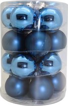 20x Blauwe glazen kerstballen 6 cm glans en mat - Kerstboomversiering blauw