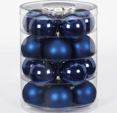 20x Donkerblauwe glazen kerstballen 6 cm glans en mat - Kerstboomversiering donkerblauw