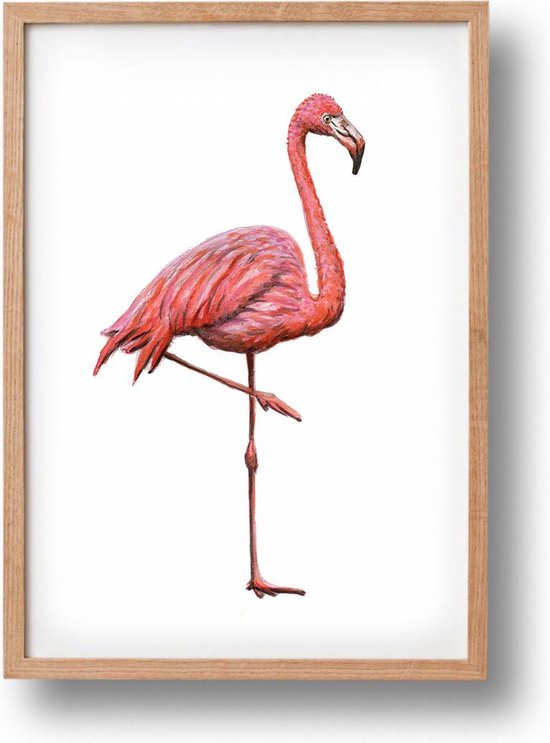 World of Mies poster flamingo - A4 - mooi dik papier - Snel verzonden! - tropisch - jungle - dieren in aquarel - geschilderd door Mies