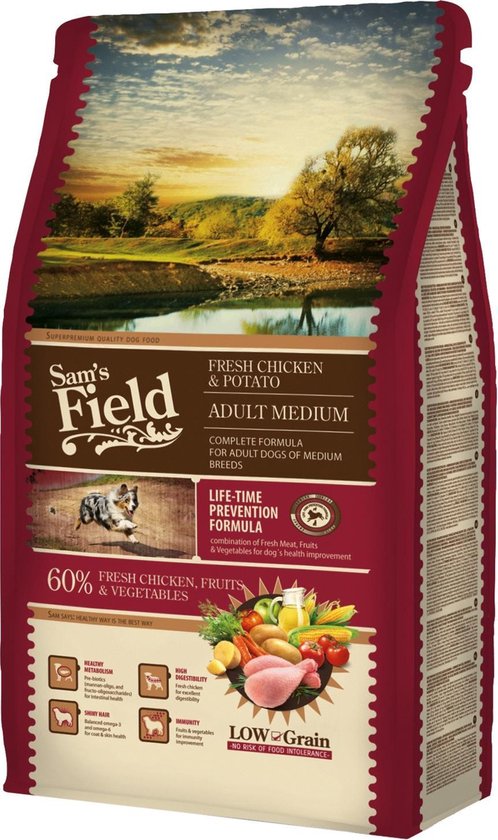Sam's Field Adult Medium - Kip & Aardappel - Hondenvoer - 2.5 kg