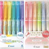 Pilot Frixion Light Soft + Natural  Colour Uitwisbare Highlighters - 12 Colours verpakt in een A4 Zipperbag