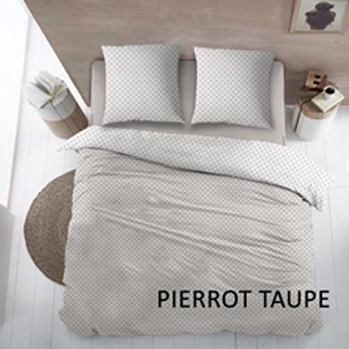 Katoen Laken - 2 persoons - 240x300 - met kussenslopen - pierrot taupe