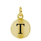 Zilveren hanger alfabet goldplated - T